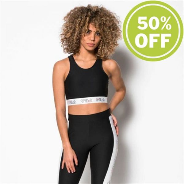 Camisas Fila Mujer Negras - Parade Taped Crop Classic Crop Top - España 971524KXR